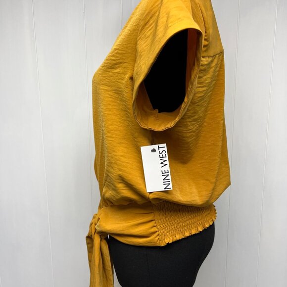 Nine West NWT Faux Wrap Top Size Small Tie Front Fall Color - Picture 4 of 9